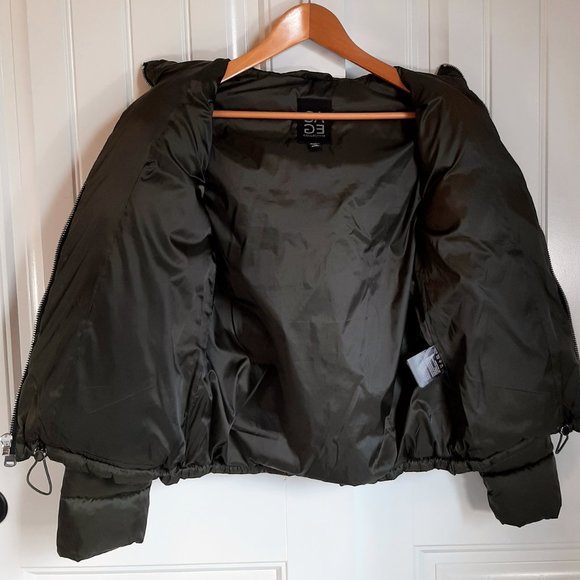 Sage Collective Army Green Cropped Puffer Jacket XS - Picture 6 of 9